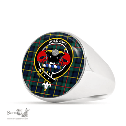 Scottish MacLeod of Harris (MacLeod Hunting) Modern Clan Tartan Ring - Crest Classic Scottish Plaid Tartan Plaid