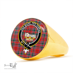 Scottish MacDonald of Lochmaddy (Donald of Loch Mhaddy) Modern Clan Tartan Ring - Crest Classic Scottish Plaid Tartan Plaid