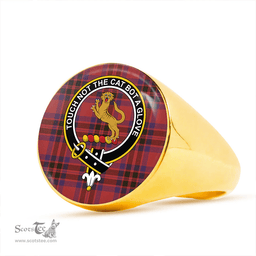 Scottish MacKintosh Plaid Weathered Clan Tartan Ring - Crest Classic Scottish Plaid Tartan Plaid