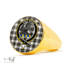 Scottish MacFie of Colonsay Dress (MacPhee of Colonsay Dress) Weathered Clan Tartan Ring - Crest Classic Scottish Plaid Tartan Plaid