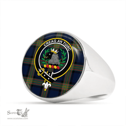 Scottish MacLaren of Broich Modern Clan Tartan Ring - Crest Classic Scottish Plaid Tartan Plaid