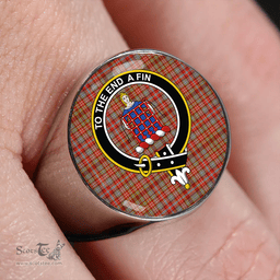 Scottish Ogilvie of Airlie Ancient Clan Tartan Ring - Crest Classic Scottish Plaid Tartan Plaid