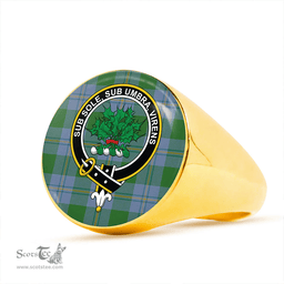 Scottish Irvine of Bonshaw Ancient Clan Tartan Ring - Crest Classic Scottish Plaid Tartan Plaid