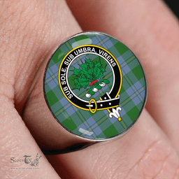 Scottish Irvine of Bonshaw Ancient Clan Tartan Ring - Crest Classic Scottish Plaid Tartan Plaid