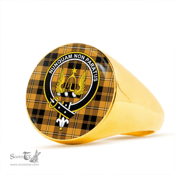 Scottish Johnstone Orange/Black (Johnson Orange/Black) Clan Tartan Ring - Crest Classic Scottish Plaid Tartan Plaid