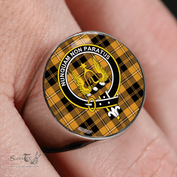 Scottish Johnstone Orange/Black (Johnson Orange/Black) Clan Tartan Ring - Crest Classic Scottish Plaid Tartan Plaid