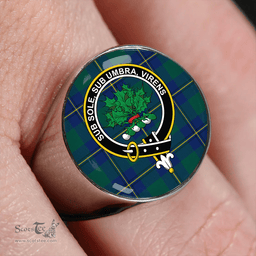 Scottish Irvine of Bonshaw Modern Clan Tartan Ring - Crest Classic Scottish Plaid Tartan Plaid