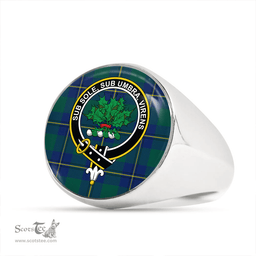 Scottish Irvine of Bonshaw Modern Clan Tartan Ring - Crest Classic Scottish Plaid Tartan Plaid