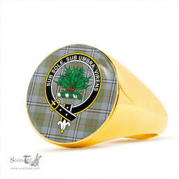 Scottish Irvine of Glentulchan Weathered Clan Tartan Ring - Crest Classic Scottish Plaid Tartan Plaid