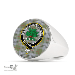Scottish Irvine of Glentulchan Weathered Clan Tartan Ring - Crest Classic Scottish Plaid Tartan Plaid