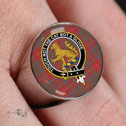 Scottish MacPherson of Cluny Weathered Clan Tartan Ring - Crest Classic Scottish Plaid Tartan Plaid