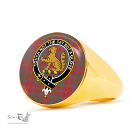 Scottish MacPherson of Cluny Weathered Clan Tartan Ring - Crest Classic Scottish Plaid Tartan Plaid
