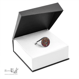 Scottish Leslie (J Cant) Weathered Clan Tartan Ring - Crest Classic Scottish Plaid Tartan Plaid