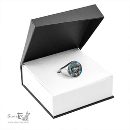 Scottish MacDonald Dress Muted Blue Special Modern Clan Tartan Ring - Crest Classic Scottish Plaid Tartan Plaid