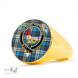 Scottish MacDonald Dress Muted Blue Special Modern Clan Tartan Ring - Crest Classic Scottish Plaid Tartan Plaid