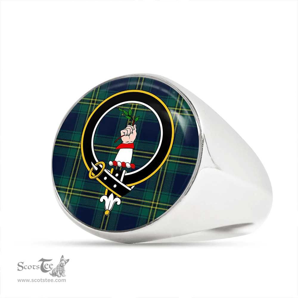 Scottish Oliver Hunting Modern Clan Tartan Ring - Crest Classic Scottish Plaid Tartan Plaid