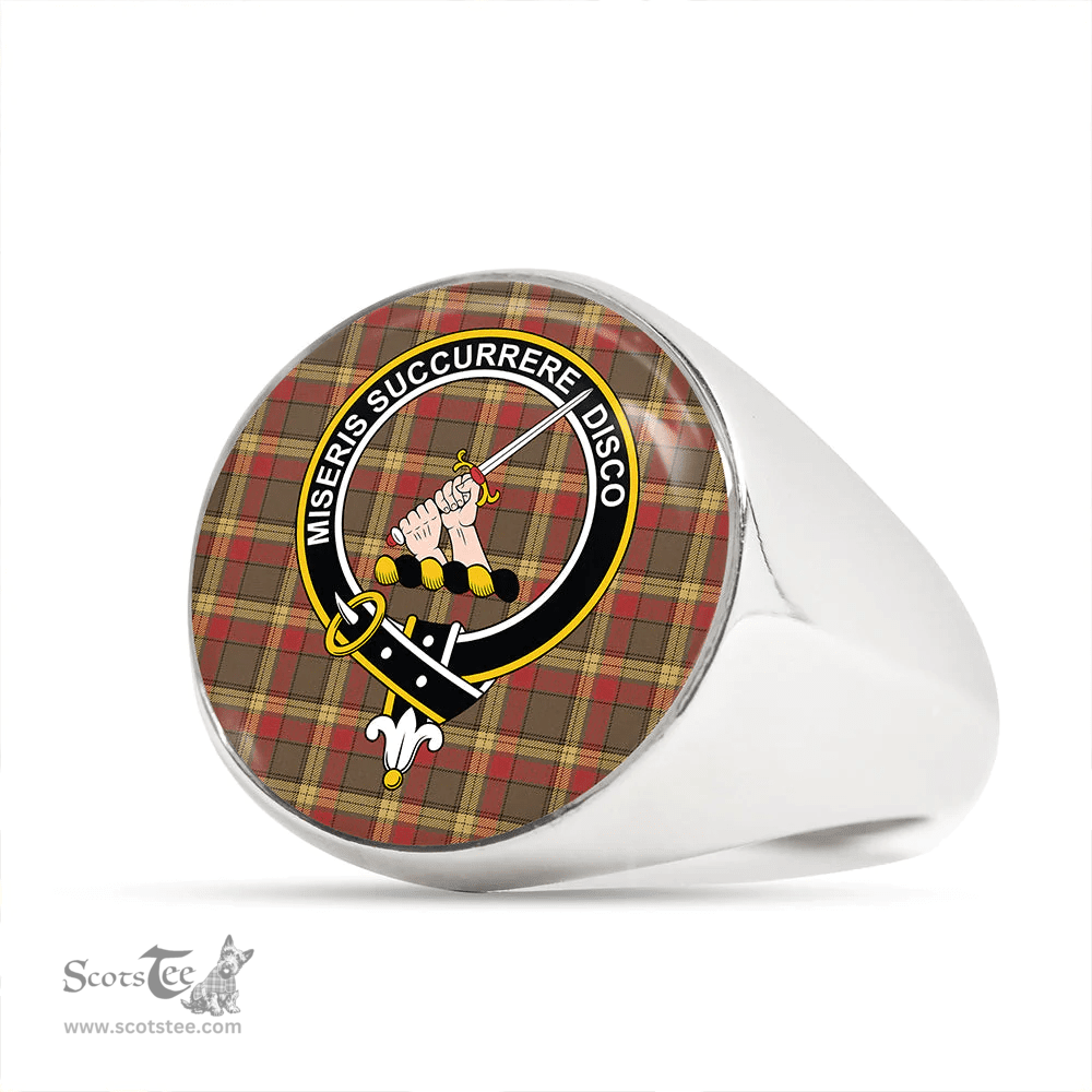 Scottish MacMillan Ancient (Clans Originaux) Weathered Clan Tartan Ring - Crest Classic Scottish Plaid Tartan Plaid