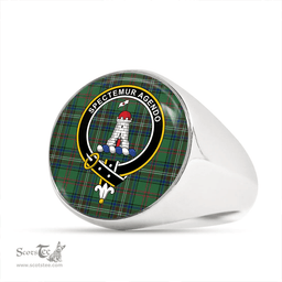 Scottish MacClure Hunting (MacClure Green) Modern Clan Tartan Ring - Crest Classic Scottish Plaid Tartan Plaid