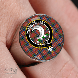 Scottish Kidd Rock and Wheel Ancient Clan Tartan Ring - Crest Classic Scottish Plaid Tartan Plaid