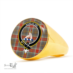 Scottish Muirhead Hunting Ancient Clan Tartan Ring - Crest Classic Scottish Plaid Tartan Plaid