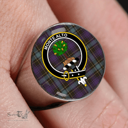 Scottish Mowat (Clans Originaux) Weathered Clan Tartan Ring - Crest Classic Scottish Plaid Tartan Plaid