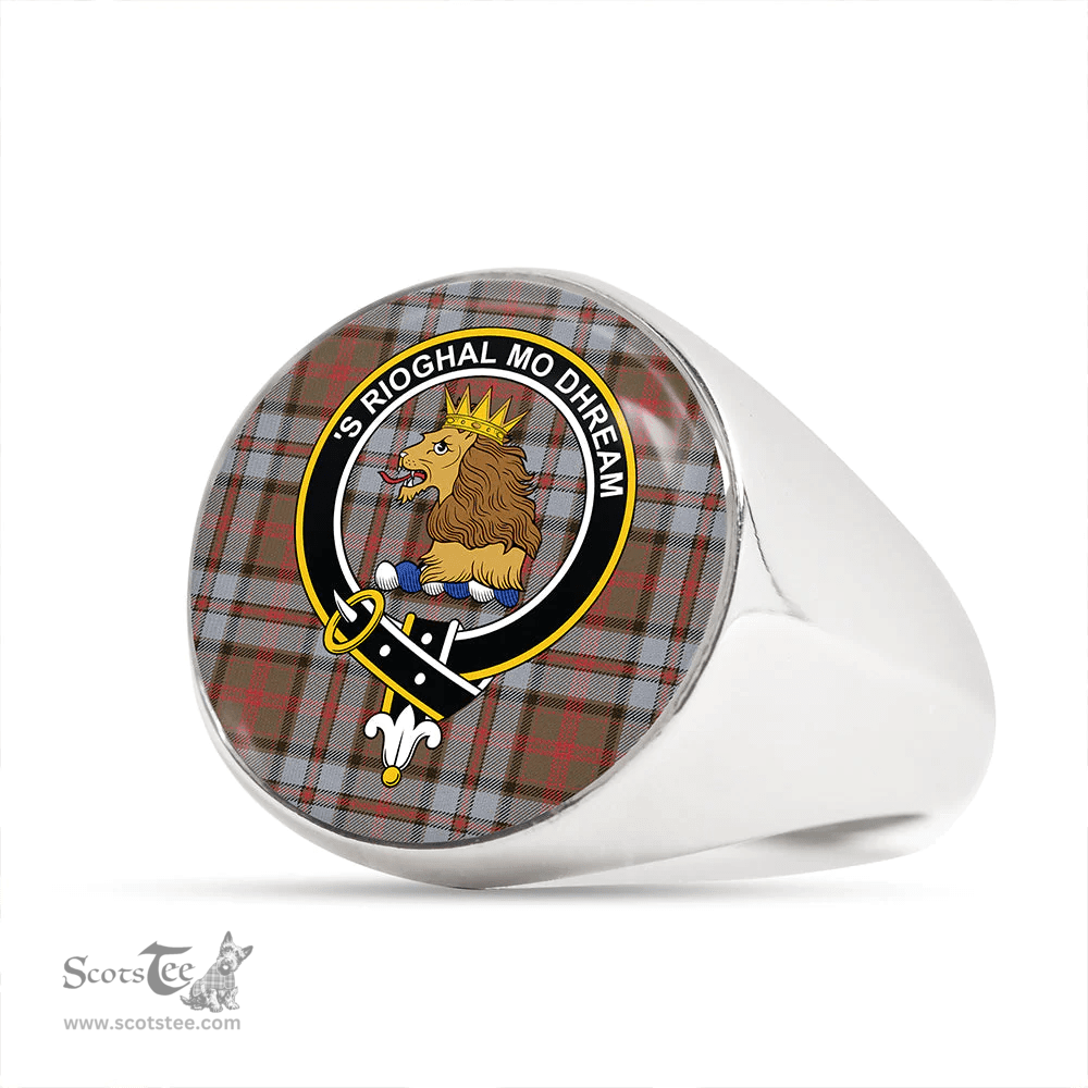 Scottish MacNeish Hunting Weathered Clan Tartan Ring - Crest Classic Scottish Plaid Tartan Plaid