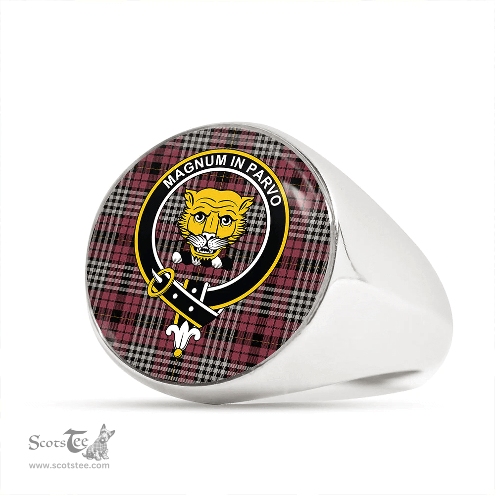 Scottish Little of Morton Rigg Ancient Clan Tartan Ring - Crest Classic Scottish Plaid Tartan Plaid
