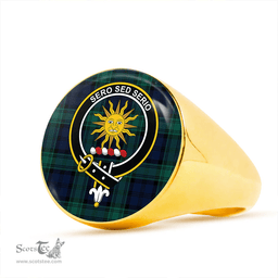 Scottish Kerr Hunting Modern Clan Tartan Ring - Crest Classic Scottish Plaid Tartan Plaid