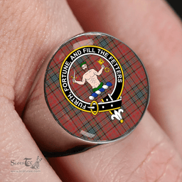 Scottish Murray of Atholl Red Dress (Murray of Atholl; Red Dress) Weathered Clan Tartan Ring - Crest Classic Scottish Plaid Tartan Plaid