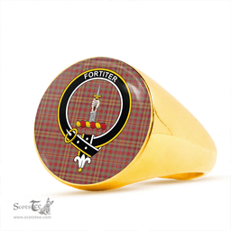Scottish MacAlister (Gourlay Steele Collection) Weathered Clan Tartan Ring - Crest Classic Scottish Plaid Tartan Plaid
