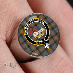 Scottish MacDonald of Borrodale (Donald Borrodale Historic) Weathered Clan Tartan Ring - Crest Classic Scottish Plaid Tartan Plaid