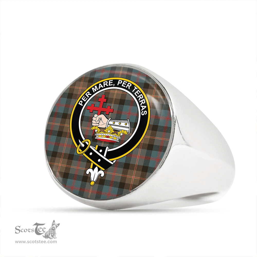 Scottish MacDonald of Borrodale (Donald Borrodale Historic) Weathered Clan Tartan Ring - Crest Classic Scottish Plaid Tartan Plaid