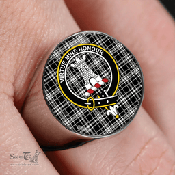 Scottish MacLean Black & White Modern Clan Tartan Ring - Crest Classic Scottish Plaid Tartan Plaid