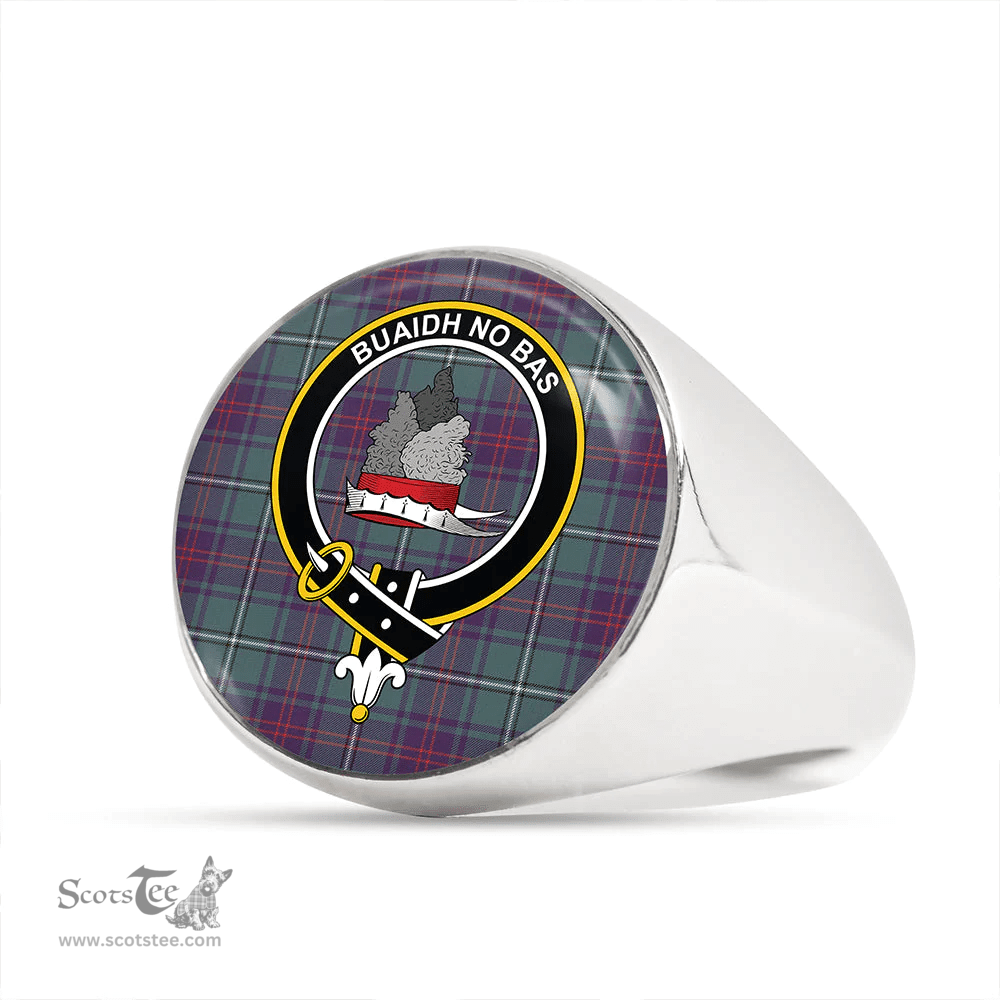 Scottish MacNeil of Barra (MacNeil/MacNeill) (Clans Originaux) Weathered Clan Tartan Ring - Crest Classic Scottish Plaid Tartan Plaid