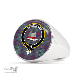 Scottish MacNeil of Barra (MacNeil/MacNeill) (Clans Originaux) Weathered Clan Tartan Ring - Crest Classic Scottish Plaid Tartan Plaid