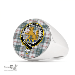 Scottish MacPherson Dress Green Weathered Clan Tartan Ring - Crest Classic Scottish Plaid Tartan Plaid