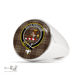 Scottish MacAulay of Lewis Weathered Clan Tartan Ring - Crest Classic Scottish Plaid Tartan Plaid