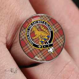 Scottish MacPherson Crubin Plaid Weathered Clan Tartan Ring - Crest Classic Scottish Plaid Tartan Plaid
