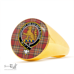 Scottish MacPherson Crubin Plaid Weathered Clan Tartan Ring - Crest Classic Scottish Plaid Tartan Plaid