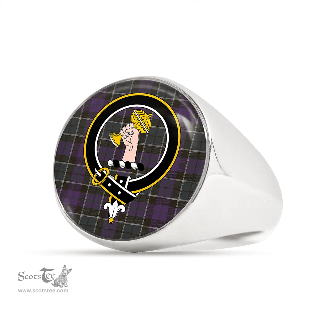 Scottish Lennie (Leny) Weathered Clan Tartan Ring - Crest Classic Scottish Plaid Tartan Plaid