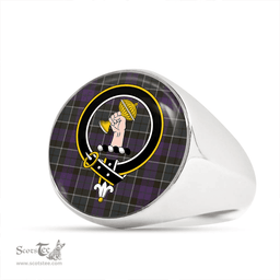 Scottish Lennie (Leny) Weathered Clan Tartan Ring - Crest Classic Scottish Plaid Tartan Plaid