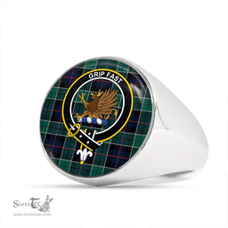 Scottish Leslie Hunting (Leslie Green) Modern Clan Tartan Ring - Crest Classic Scottish Plaid Tartan Plaid