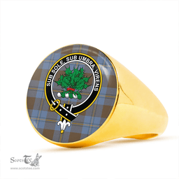 Scottish Irvine of Bonshaw Weathered Clan Tartan Ring - Crest Classic Scottish Plaid Tartan Plaid