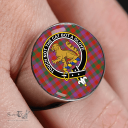 Scottish MacGowan Portrait (Gow Portrait) Ancient Clan Tartan Ring - Crest Classic Scottish Plaid Tartan Plaid