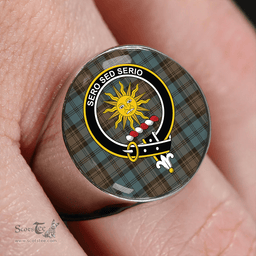 Scottish Kerr Hunting Weathered Clan Tartan Ring - Crest Classic Scottish Plaid Tartan Plaid