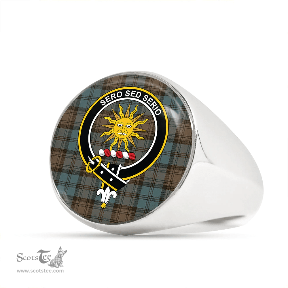 Scottish Kerr Hunting Weathered Clan Tartan Ring - Crest Classic Scottish Plaid Tartan Plaid
