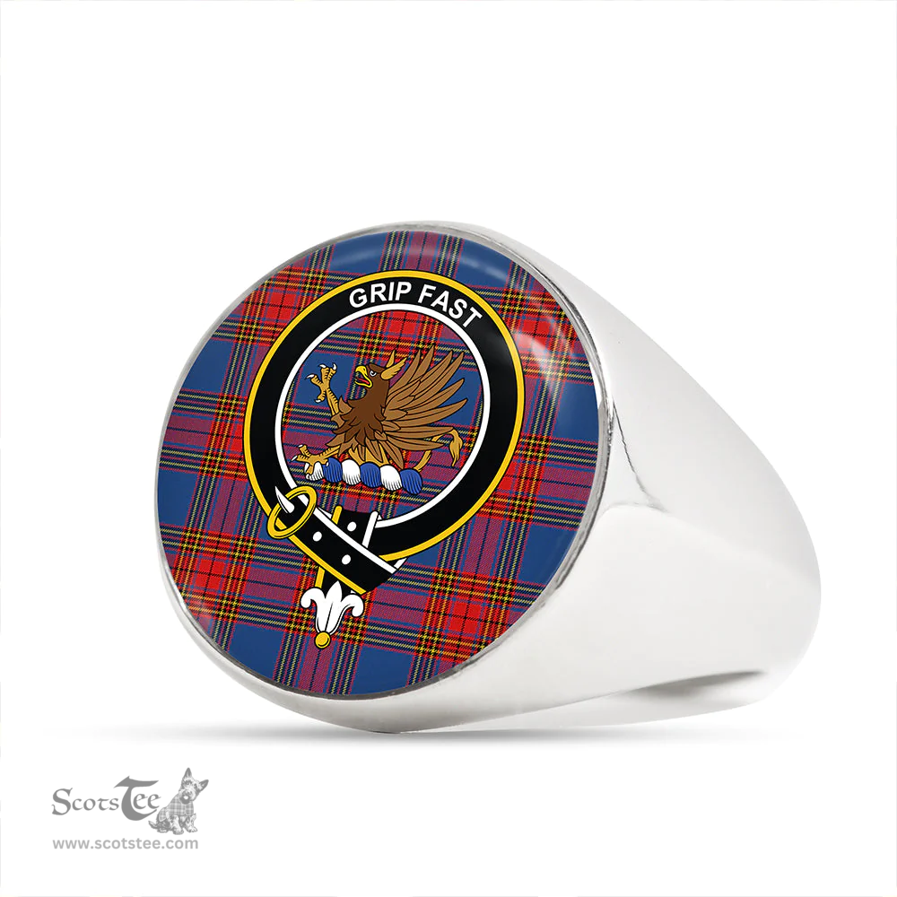 Scottish Leslie (J Cant) Modern Clan Tartan Ring - Crest Classic Scottish Plaid Tartan Plaid