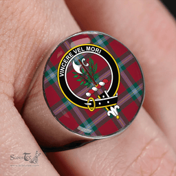 Scottish MacLaine of LochBuie (Cockburn) (MacLaine) Modern Clan Tartan Ring - Crest Classic Scottish Plaid Tartan Plaid