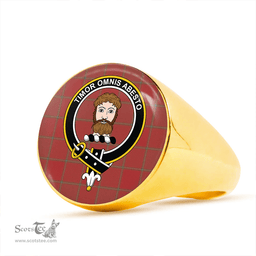 Scottish MacNab (Wilsons) 'Real MacNab' Weathered Clan Tartan Ring - Crest Classic Scottish Plaid Tartan Plaid