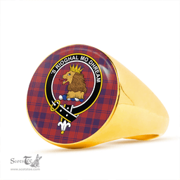 Scottish MacGregor of Glengyle (Gregor of Deeside) Weathered Clan Tartan Ring - Crest Classic Scottish Plaid Tartan Plaid